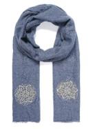 Blue Floral Embroidered Scarf