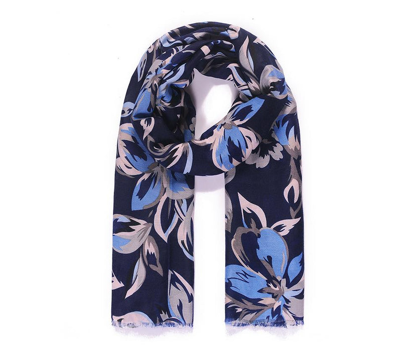 Large Floral Metallic  print scarf