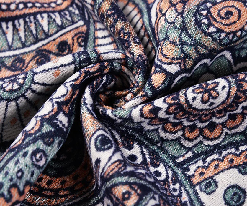 Beige/Navy Paisley print scarf