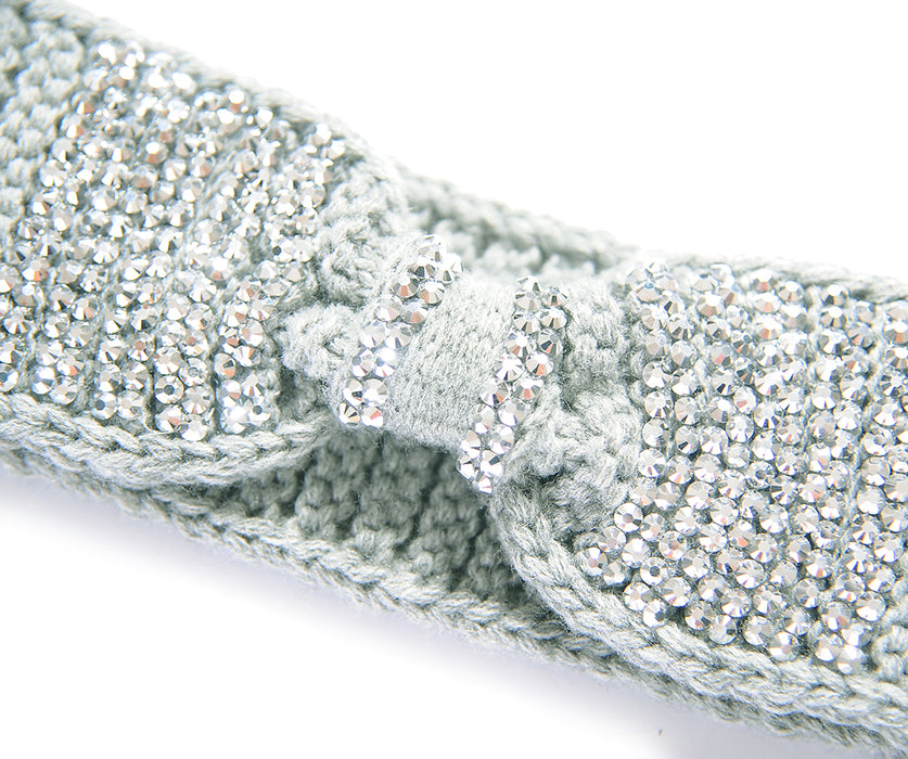 Grey embellished knitted headband