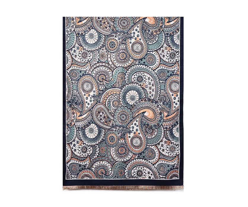 Beige/Navy Paisley print scarf