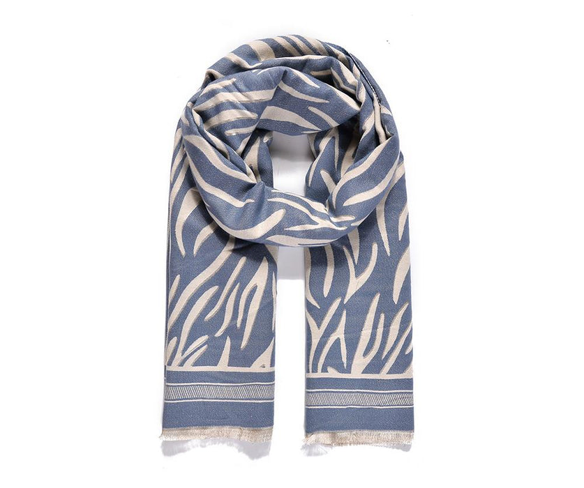 Blue/Ivory Zebra print Blanket scarf