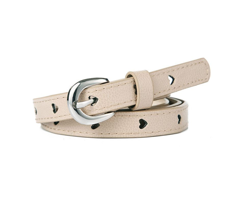 Grey heart shaped holes skinny belt - M/L