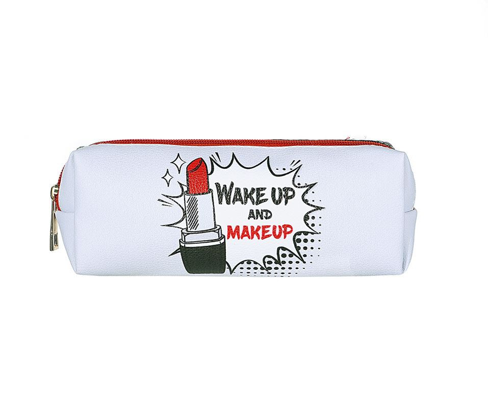 Wake Up Make Up Slogan Pencil Case Makeup Bag — JewelCity