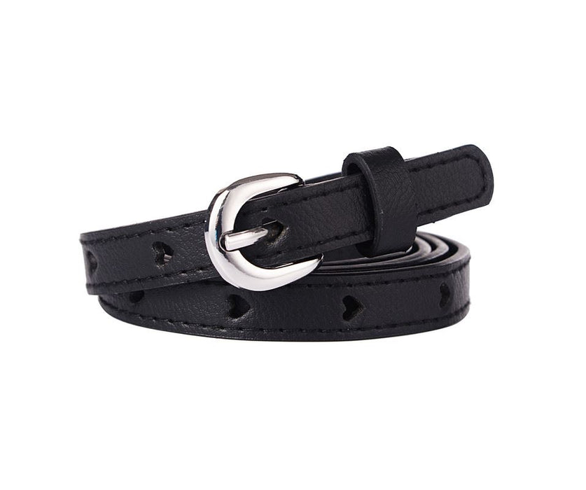 Black heart shaped holes skinny belt - S/M