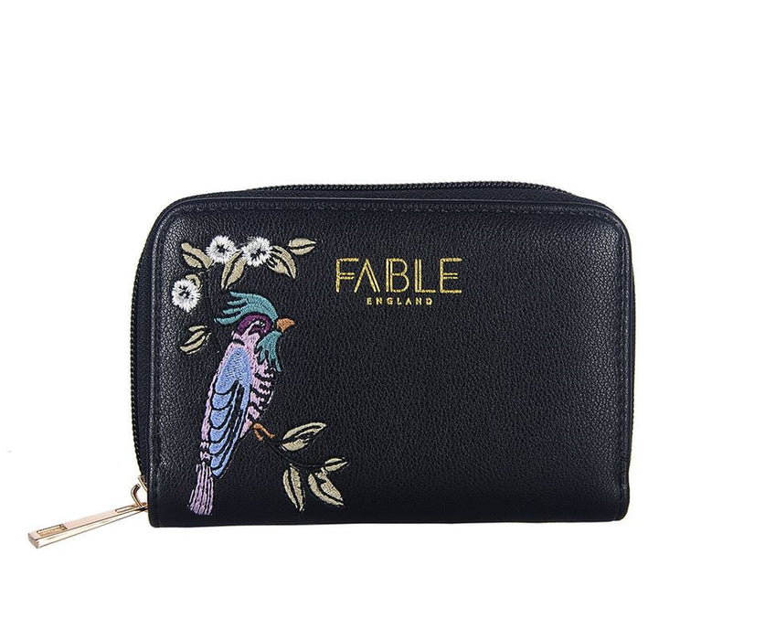 Black Bird Embroidered Small Purse